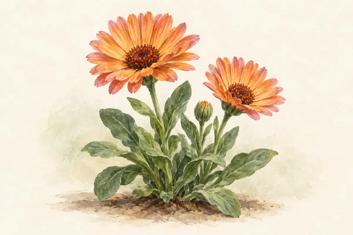 Bronzy orange and dusty rose Zeolights calendula flowers.