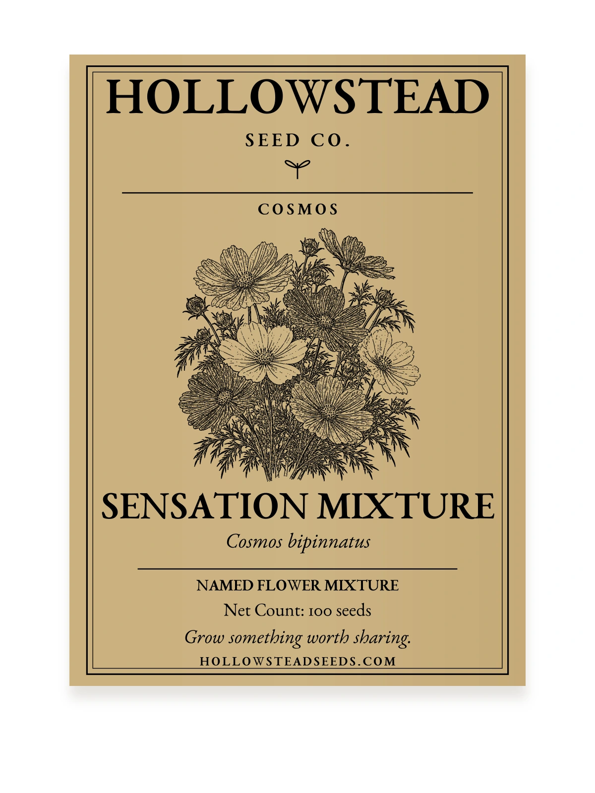 Sensation Mixture Cosmos Seeds — kraft seed packet front
