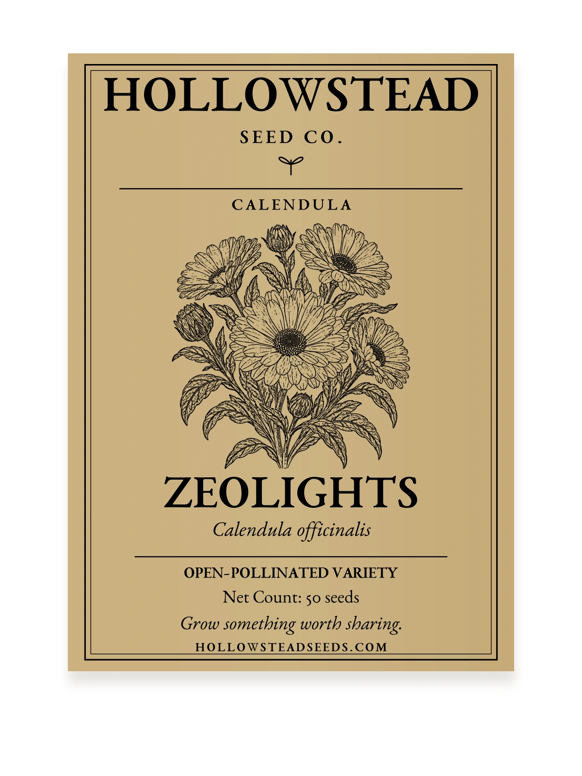Zeolights Calendula Seeds — kraft seed packet front
