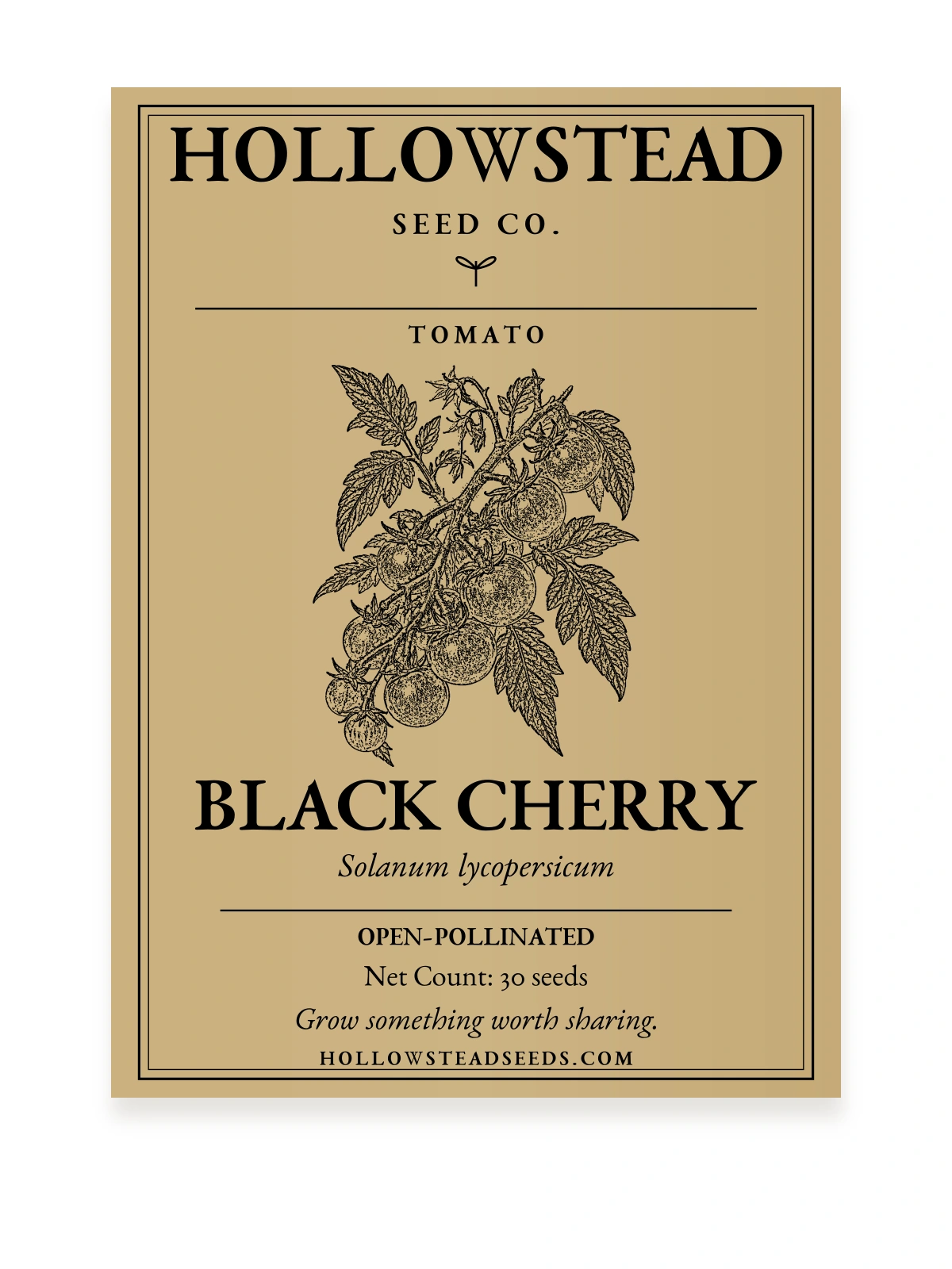 Black Cherry Tomato Seeds — kraft seed packet front