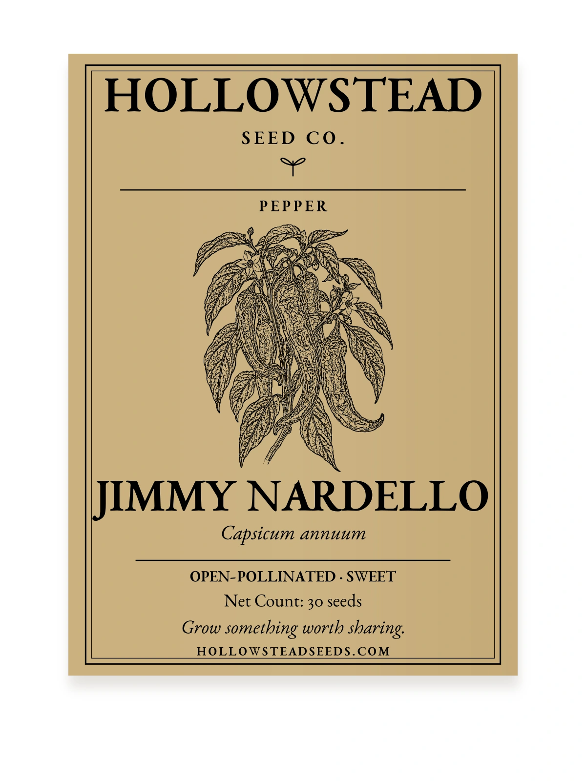Jimmy Nardello Sweet Pepper Seeds — kraft seed packet front