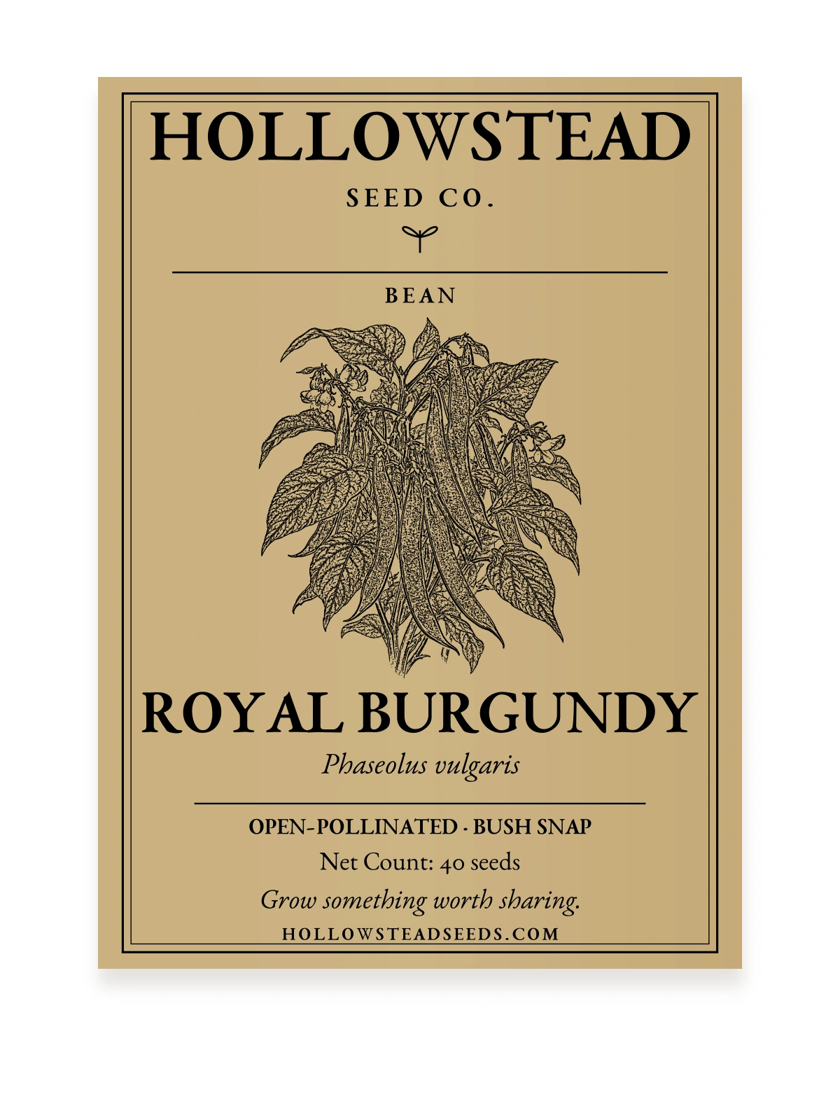 Royal Burgundy Bush Bean Seeds — kraft seed packet front