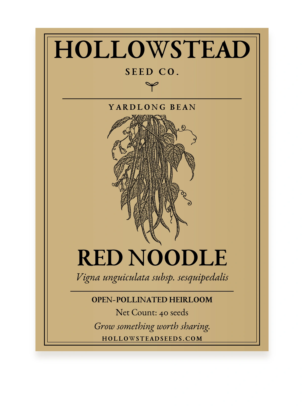 Red Noodle Yard Long Bean Seeds — kraft seed packet front