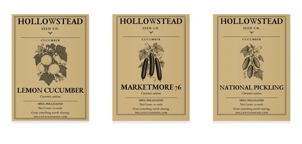 Hollowstead Cucumber Collection — all 3 included kraft seed packets