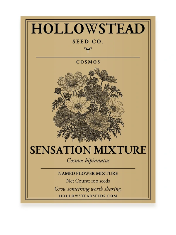 Sensation Mixture Cosmos Seeds — kraft seed packet front