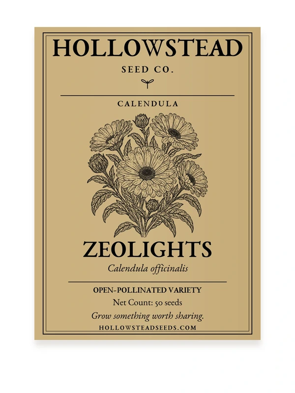 Zeolights Calendula Seeds — kraft seed packet front