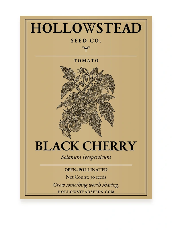 Black Cherry Tomato Seeds — kraft seed packet front