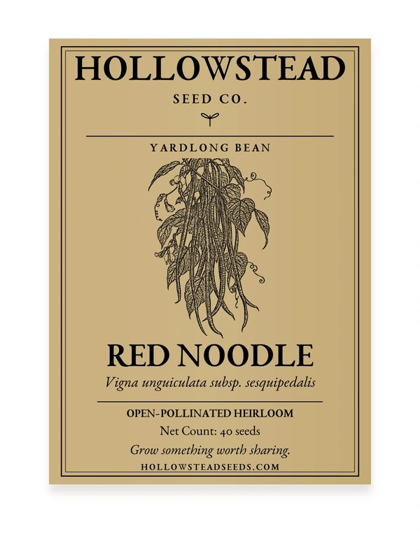 Red Noodle Yard Long Bean Seeds — kraft seed packet front