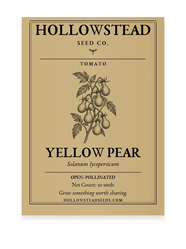 Yellow Pear Tomato Seeds — kraft seed packet front